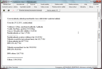 Cestovn nhrady sumarizace.