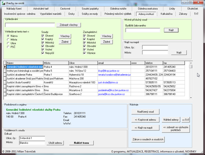 Databze adres a kontakt soud